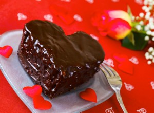 chocolate cake in the shape of a heart